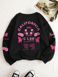 Women's Butterfly & Floral Print Drop Shoulder Pullover, Fashion Casual Crew Neck Sweatshirt for Daily Holiday Outdoor...