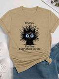 Women's Cartoon & Letter Print Round Neck Tee, Fashion Casual Crew Neck T-shirt for Daily Holiday Vacation Outdoor Wear,...
