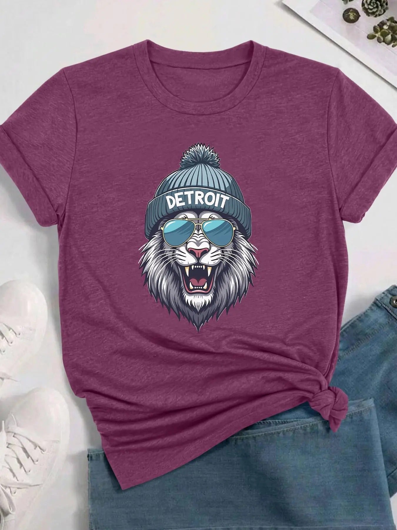 Women's Cartoon Animal Print Round Neck Tee, Fashion Casual Crew Neck T-shirt for Daily Holiday Vacation Outdoor Wear, Ladies Clothes for All Seasons