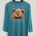 Women's Cartoon Bear Print Round Neck Tee, Casual Long Sleeve Crew Neck T-shirt for Fall & Winter, Women's Clothes for...