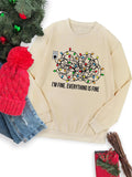 Women's Cartoon Christmas Light & Letter Print Round Neck Sweatshirt, Casual Long Sleeve Pullover, Ladies Fall & Winter...