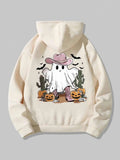 Women's Cartoon Ghost Print Hoodie, Fashion Casual Long Sleeve Hooded Sweatshirt for Daily Holiday Outdoor Wear, Ladies...