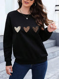Women's Cartoon Heart Print Drop Shoulder Sweatshirt, Casual Long Sleeve Round Neck Pullover for Fall & Winter, Ladies...