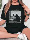 Women's Cat & Letter Print Round Neck Tee, Vintage Trendy Casual Short Sleeve T-shirt for Daily Wear, Ladies All Seasons...