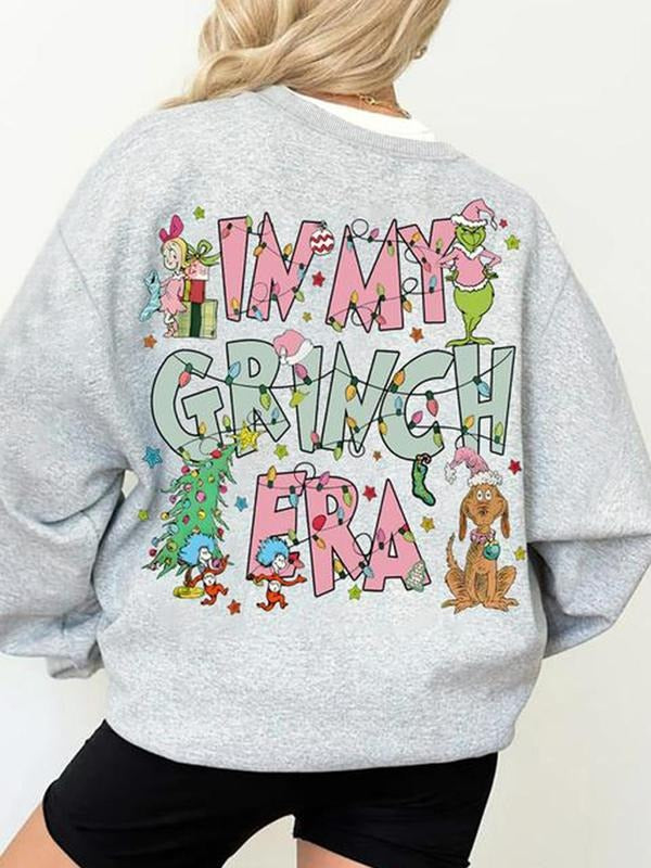 Women's Christmas Letter Print Crew Neck Sweatshirt, Casual Thermal Lined Sweatshirt for Daily Holiday Vacation Outdoor Wear, Women Clothing for Fall & Winter