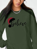 Women's Christmas Letter Print Round Neck Sweatshirt, Casual Long Sleeve Crew Neck Pullover for Daily Wear, Ladies...