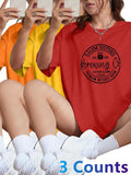 Women's Colorful Letter Print Round Neck Tee, Casual Short Sleeve Crew Neck T-shirt for Daily Wear, Ladies Clothes for...