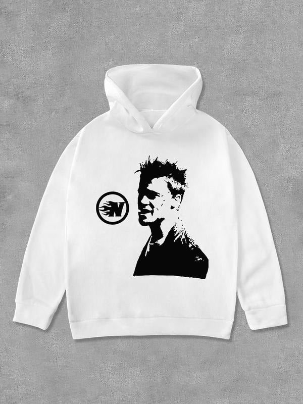 Women's Drop Shoulder Graphic Print Hoodie, Fashion Casual Long Sleeve Hooded Sweatshirt for Daily Outdoor Wear, Women...