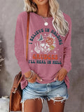 Women's Floral & Letter & Skull Print Round Neck Tee, Casual Long Sleeve Crew Neck T-shirt for Spring & Fall, Fashion...