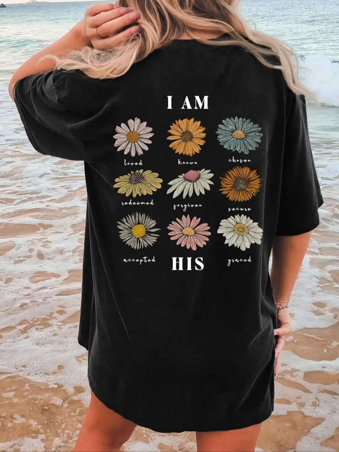 Women's Floral & Letter Print Round Neck Graphic Tee, Vintage Trendy Casual Drop Shoulder Half Sleeve T-shirt For Daily Wear, Ladies Summer Outfitstyle{n002}2