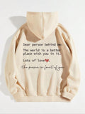 Women's Heart & Letter Print Drawstring  Graphic Hoodie, Pocket Drop Shoulder Longsleeves Hoodie, Comfort Hooded Pullover...