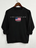 Women's Letter & Flag Print Round Neck Sweatshirt, Casual Long Sleeve Crew Neck Pullover for Daily Wear, Women Clothing...