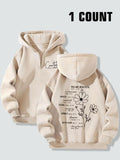 Women's Letter & Flower Print Hoodie, Casual Long Sleeve Hooded Sweatshirt for Fall & Winter, Women's Clothes for Daily...