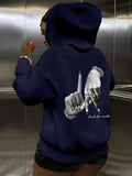 Women's Letter & Hand Print Thickened Hoodie, Fashion Casual Hooded Sweatshirt for Daily Holiday Outdoor Wear, Ladies...