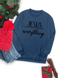 Women's Letter Christmas Print Round Neck Sweatshirt, Casual Long Sleeve Crew Neck Pullover for Fall & Winter, Women's...
