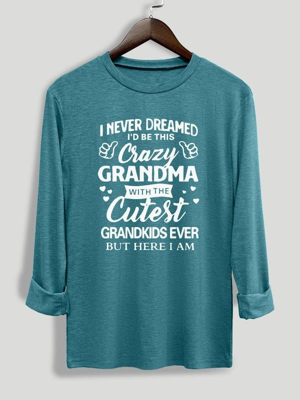 Women's Letter Graphic Print Round Neck Tee, Fashion Casual Long Sleeve T-shirt for Daily Outdoor Wear, Women's Tops for...