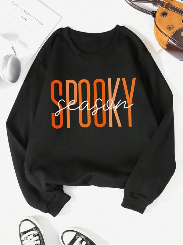 Women's Letter Print Drop Shoulder Sweatshirt, Casual Long-Sleeve Crew Neck Pullover For Daily Wear, Ladies Fall & Winter...