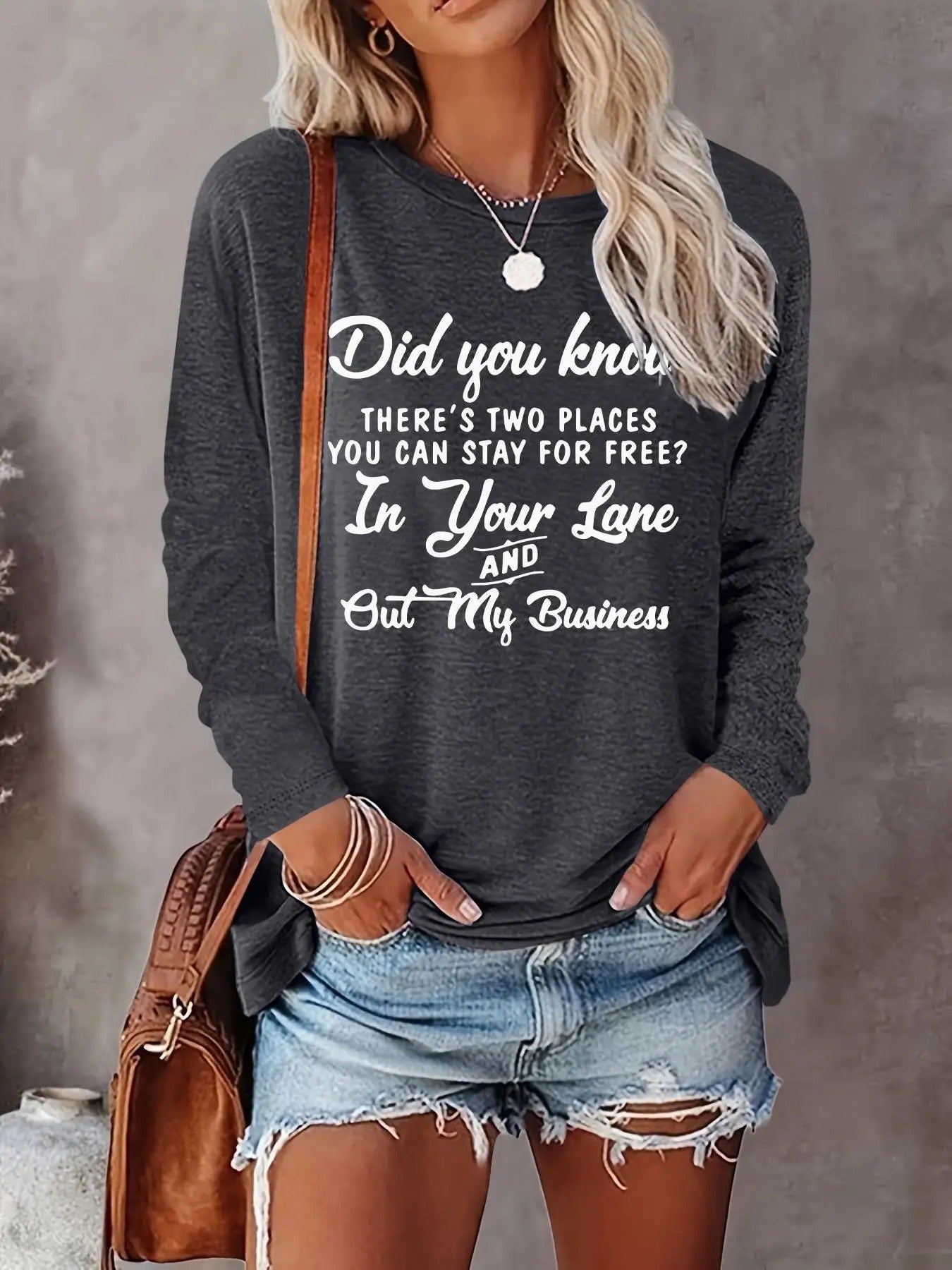 Women's Letter Print Drop Shoulder Sweatshirt, Casual Long Sleeve Round Neck Pullover for Fall & Winter, Women's Clothes...