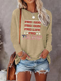 Women's Letter Print Round Neck T-shirt, Casual Long Sleeve Crew Neck T-shirt for Daily Wear, Ladies Clothes for All...