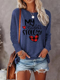 Women's Letter Print Round Neck Tee, Casual Long Sleeve Crew Neck Top for Fall & Winter, Women's Top for Daily...