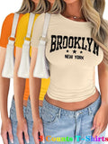 Women's Letter Print Short Sleeve Tee, Casual Round Neck T-shirt for Summer, Ladies Clothes for Daily Wear,...