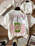 Women's Matcha Lover Round Neck Graphic Tee, Fashion Casual Crew Neck T-shirt for Daily Holiday Vacation Outdoor Wear,...