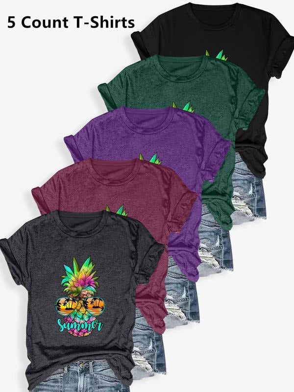 Women's Short Sleeve Graphic Tee, Casual Round Neck T-shirt for Summer, Women's Top for Daily Wear Hoodie, Sweatshirt