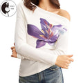 Women's Spring Floral Print Tops Long Sleeve Off Shoulder Trendy  T-shirt Hoodie, Sweatshirt | CiraTrend.com