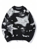 Women's Star Print Drop Shoulder Sweater, Casual Long Sleeve Round Neck Jumper for Fall & Winter, Women's Clothes for...