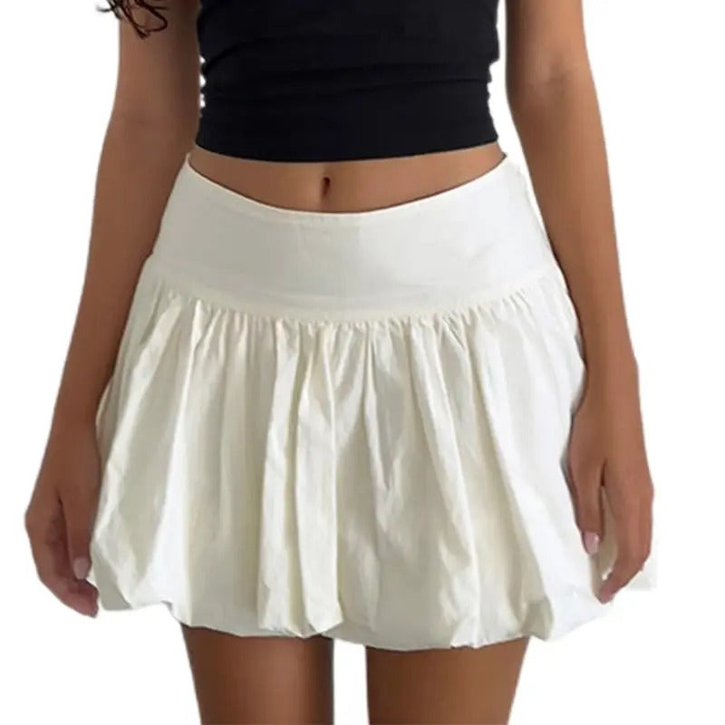 Women's Summer Mini Skirt Solid Color Low Rise Puffy Short A-Line Skirt for Party Womenswear Bottom Underwear Lady...
