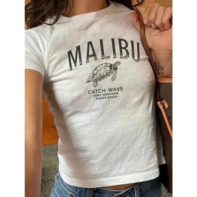 Women's Y2K-Inspired Casual Turtle Graphic Tee - Soft Polyester, Crew Neck, Short Sleeve Hoodie, Sweatshirt | CiraTrend.com