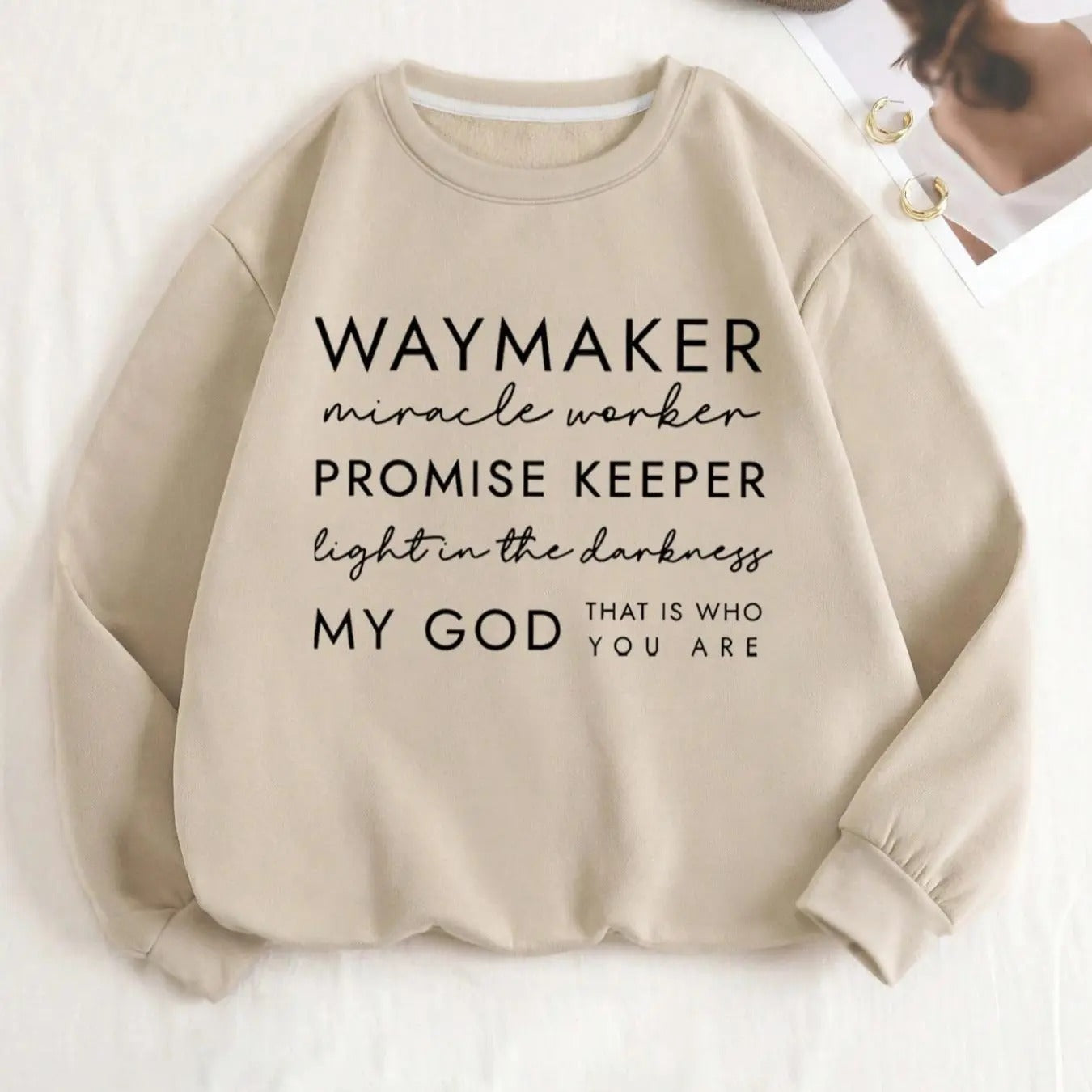 Womenswear Letter Print Round Neck Sweatshirt, Casual Comfort Long Sleeve Crew Neck Pullover for Fall & Winter,...