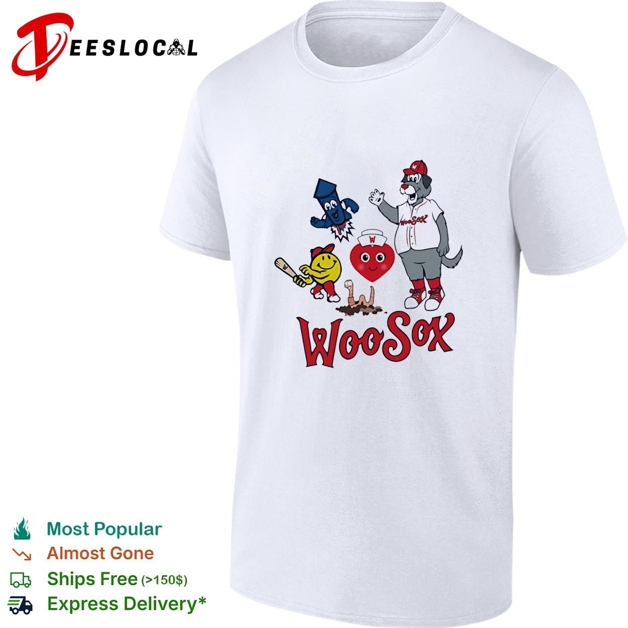 WooSox Central Masscots highlighting the playful side of the Worcester Red Sox team shirt