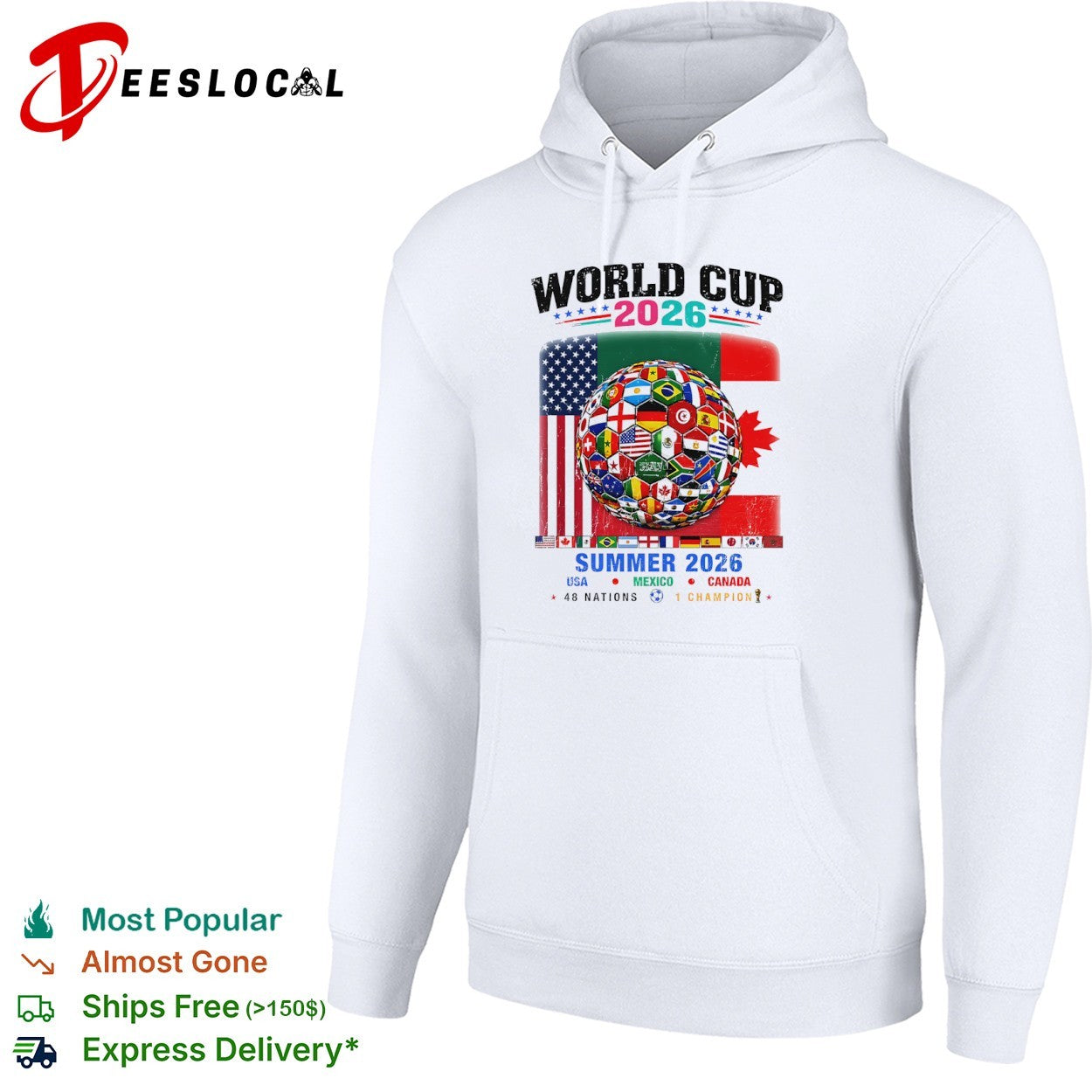 World Cup 2026 Summer 48 Nations 1 Champion USA Mexico Canada soccer ball shirt