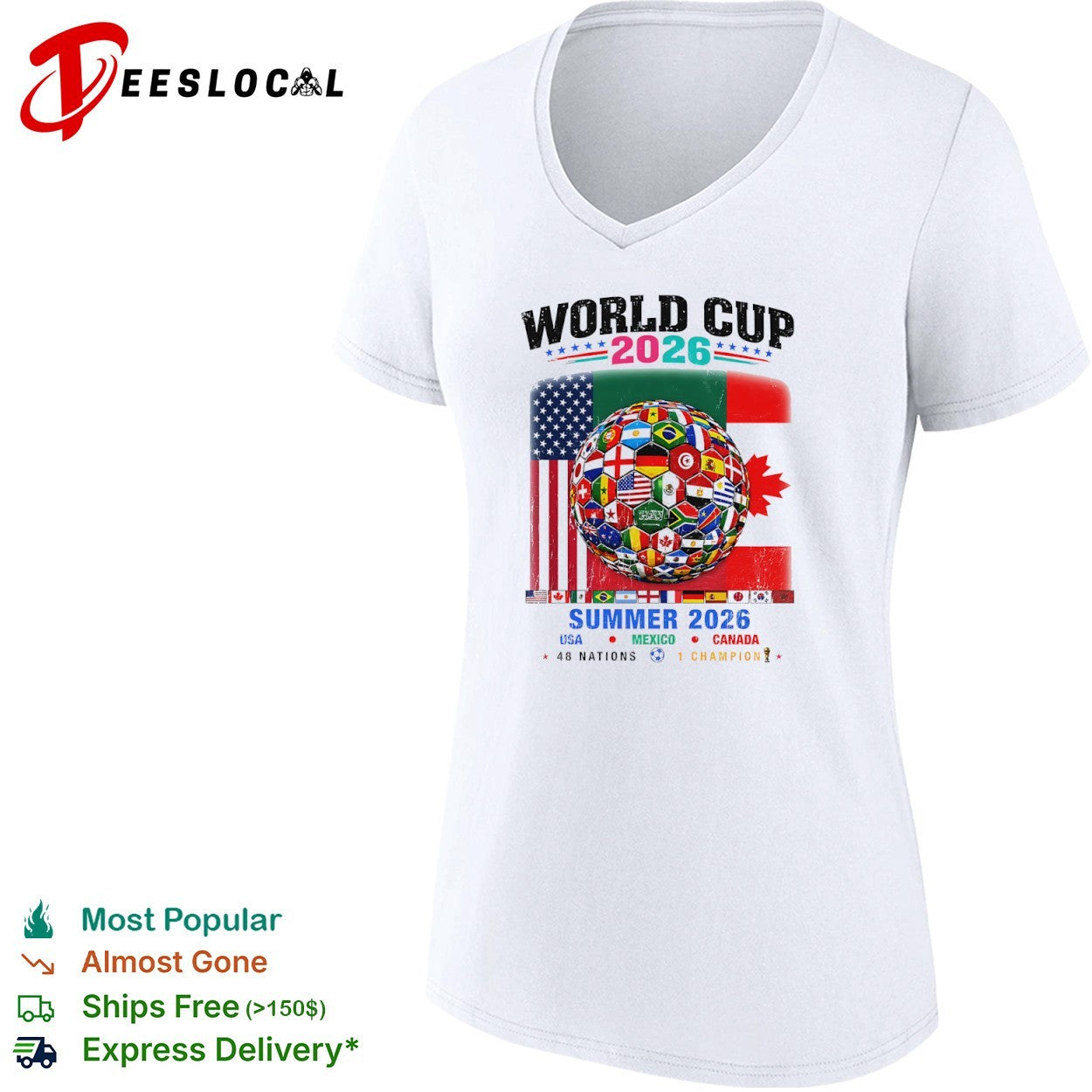 World Cup 2026 Summer 48 Nations 1 Champion USA Mexico Canada soccer ball shirt
