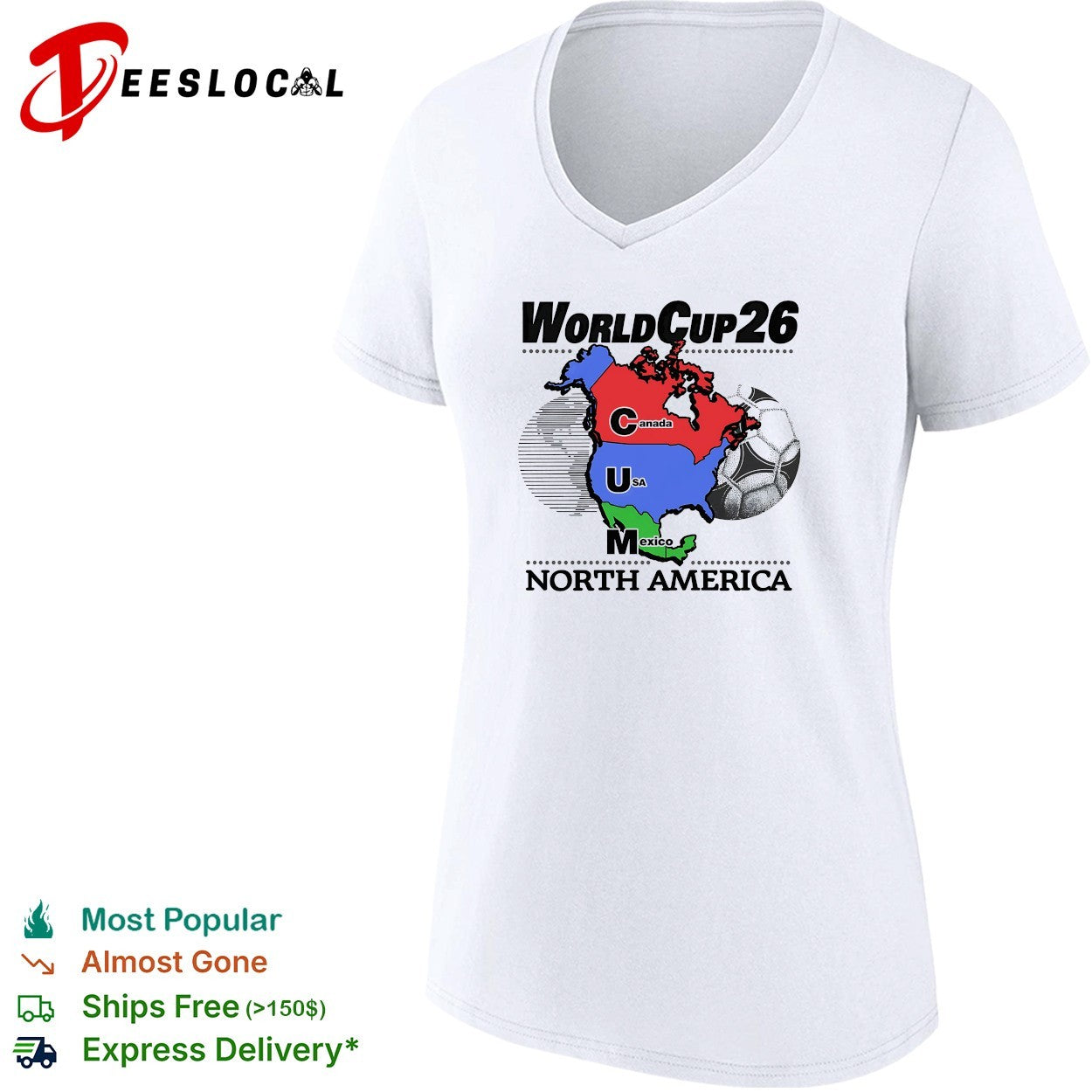World Cup 26 Canada USA Mexico map shirt