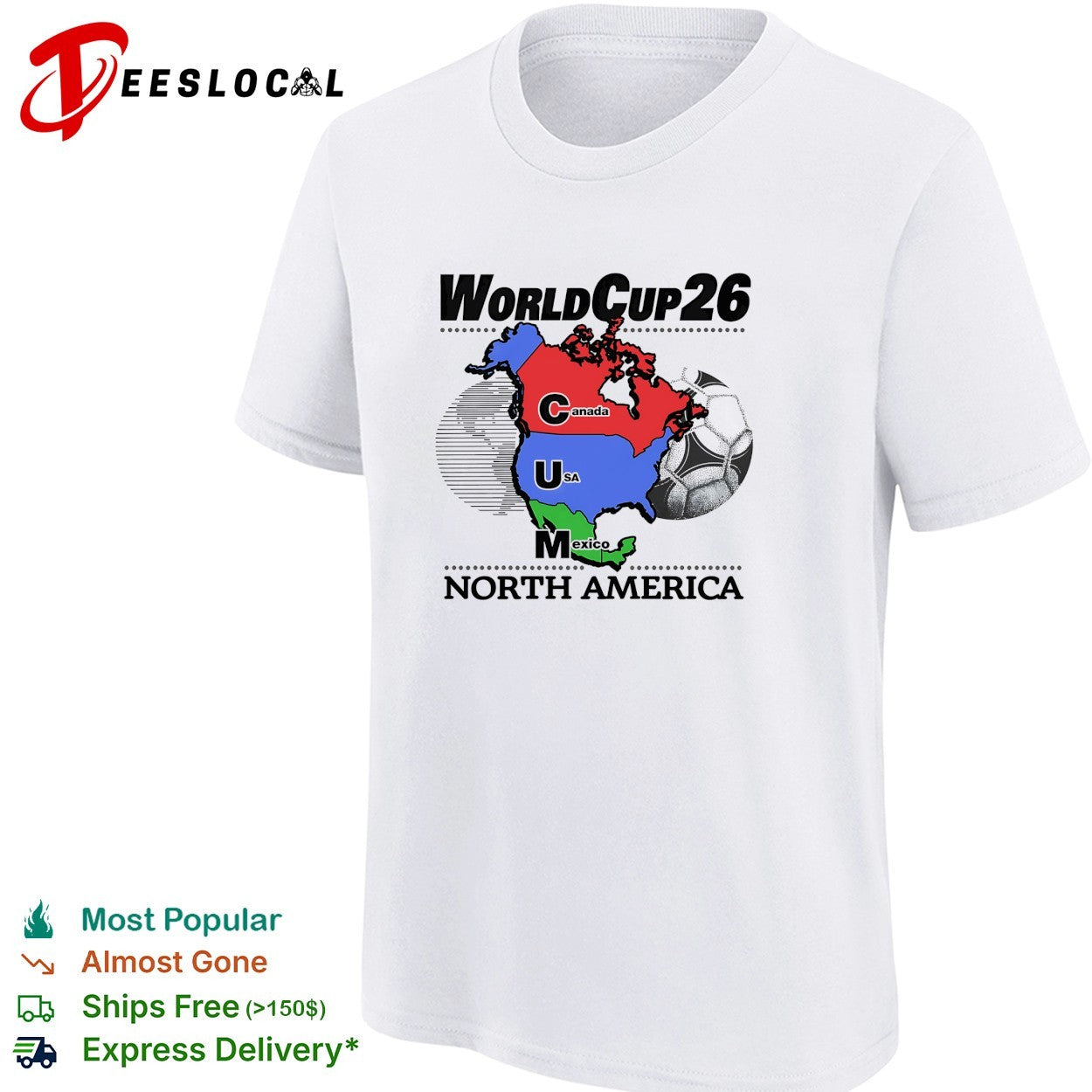 World Cup 26 Canada USA Mexico map shirt