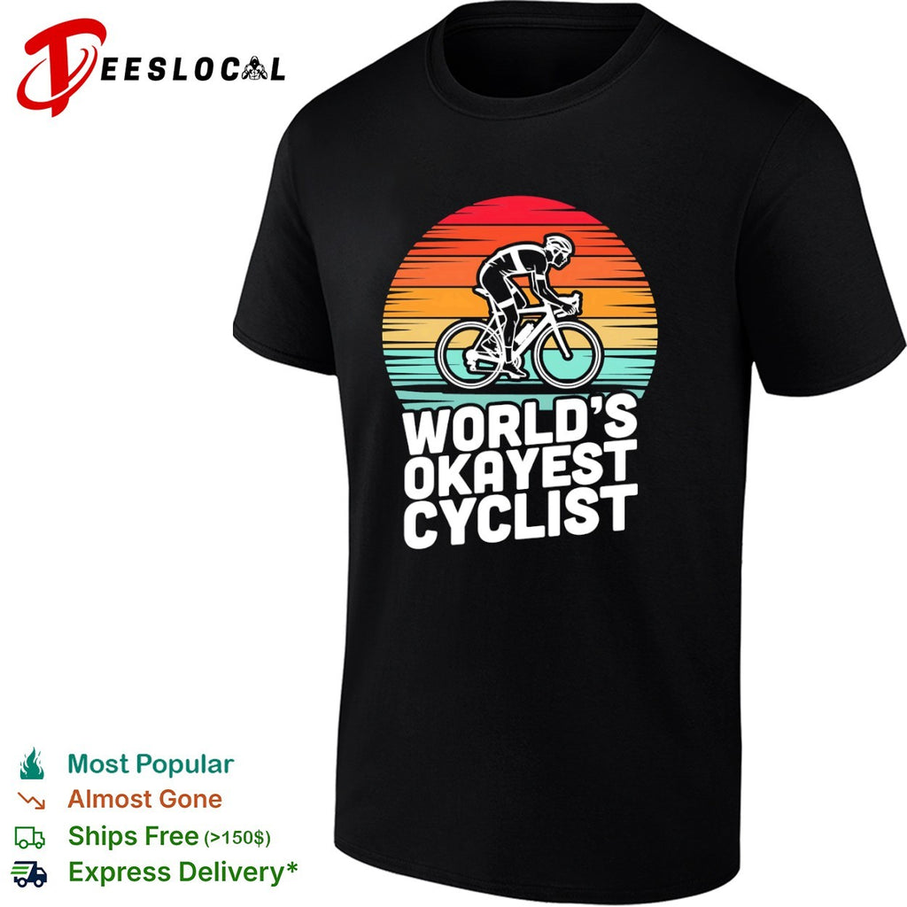 Worlds okayest cyclist sunset bicycle shirt