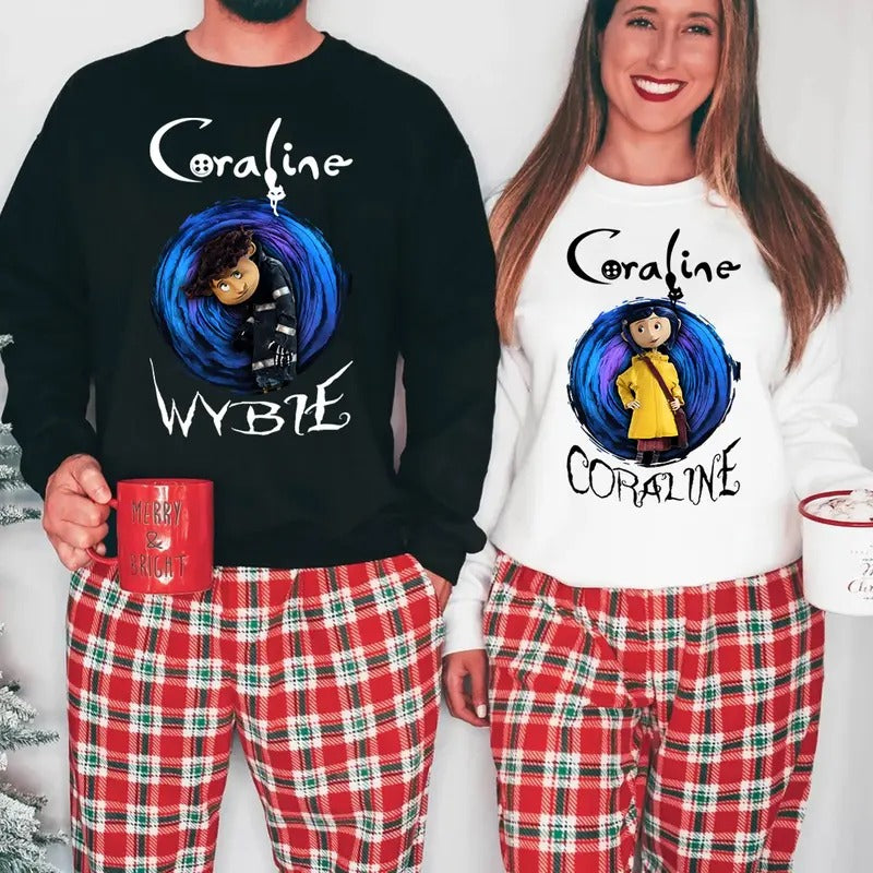Wybie and Coraline Couple Sweatshirt, Cute Coraline T-Shirt, Valentine Movie Hoodie Shirt | CiraTrend.com