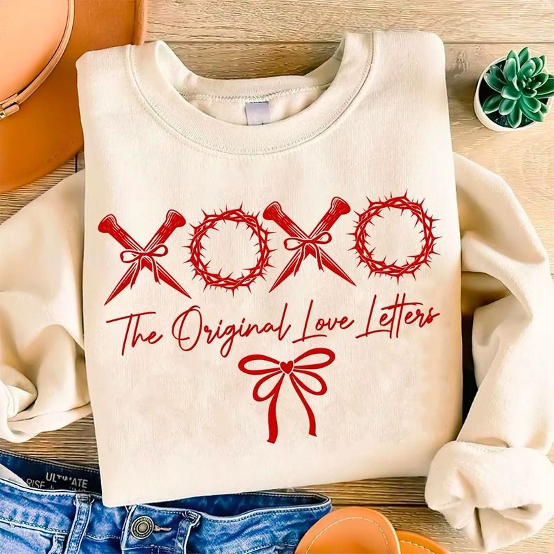 XOXO The Original Love Letters Sweatshirt, Christian Valentines Shirt, Valentine Day Sweater, Valentine Bow Sweatshirt, Jesus Valentine T-Shirt