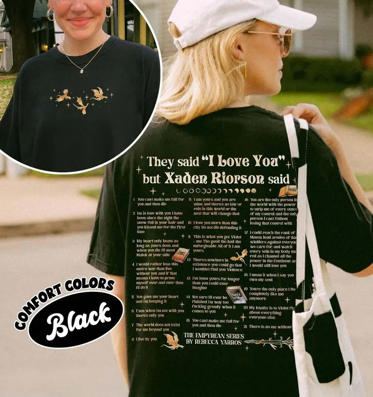 Xaden Riorson Quote Comfort Colors Shirt, Fourth Wing Book Quotes, Xaddy Shirt, I Love You In Book Quotes, Romantasy Book...