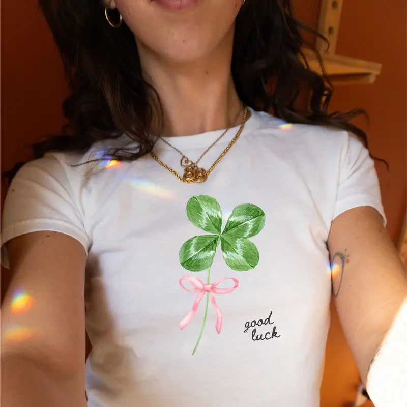 Y2k Baby Tee Coquette Top St Patricks Day Baby Tee, Gift For St Patricks Hoodie, Sweatshirt | CiraTrend.com