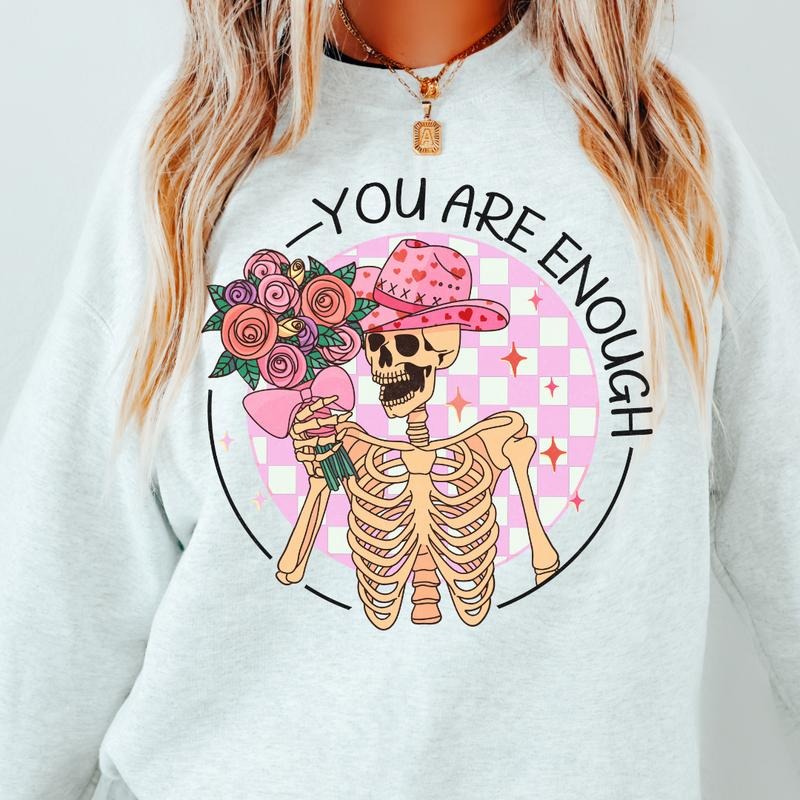 YOU ARE ENOUGH CREWNECK (Crewneck Sweatshirt, Unisex Fit, Casual Sweatshirt ) Cotton Womenswear T-Shirts, Hoodie