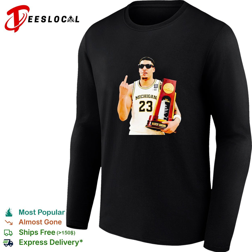 Yaxel Lendeborg smoking middle finger Michigan Wolverines National Champions 2026 shirt