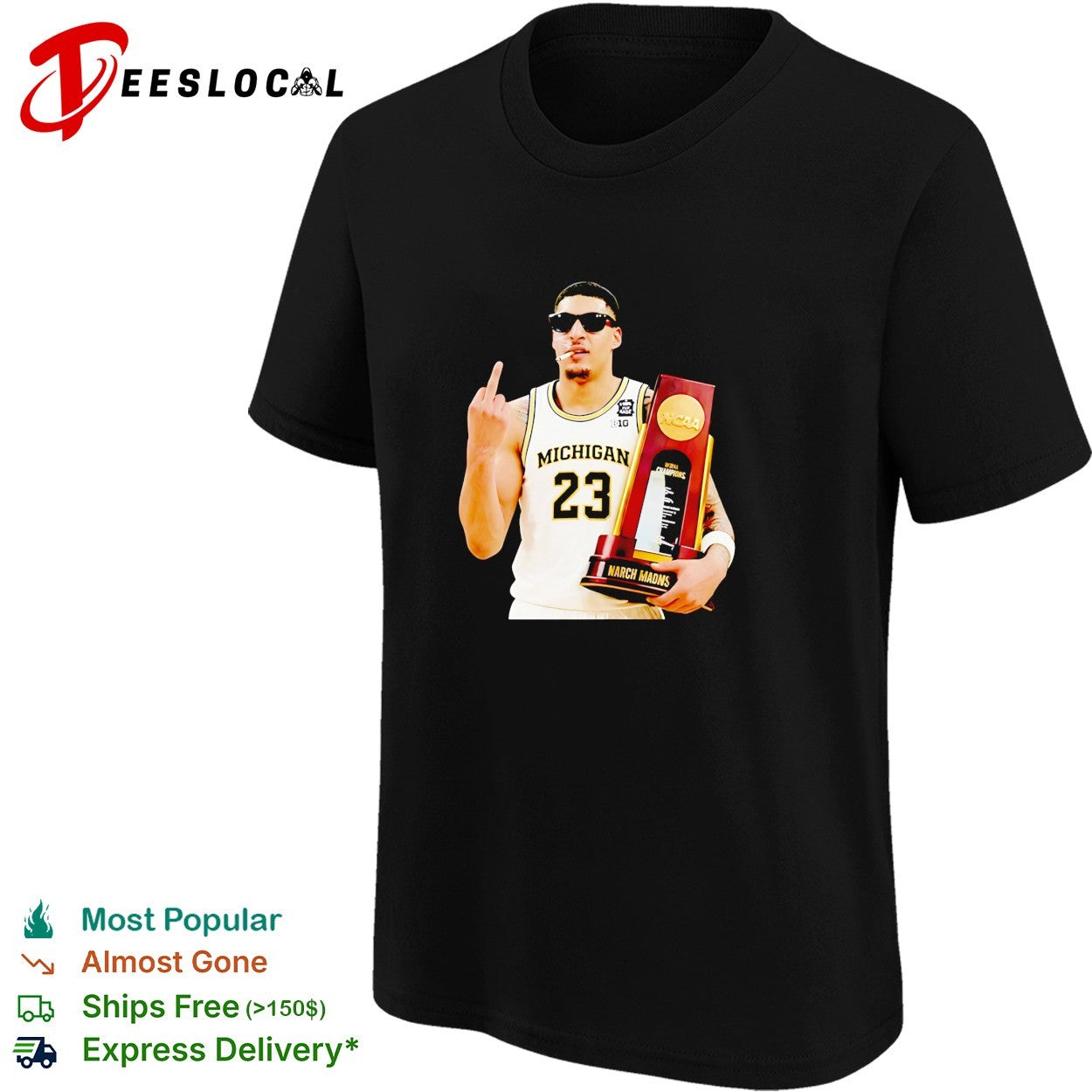 Yaxel Lendeborg smoking middle finger Michigan Wolverines National Champions 2026 shirt