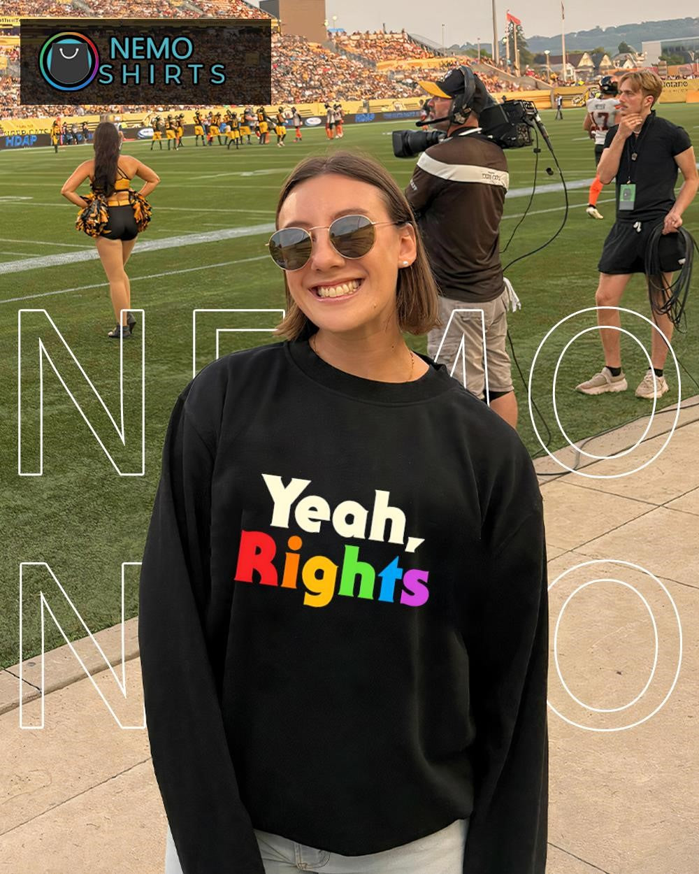 Yeah rights rainbow LGBT pride text shirt