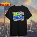 Yellow and Blue Christmas Tree Points Please Santa shirt