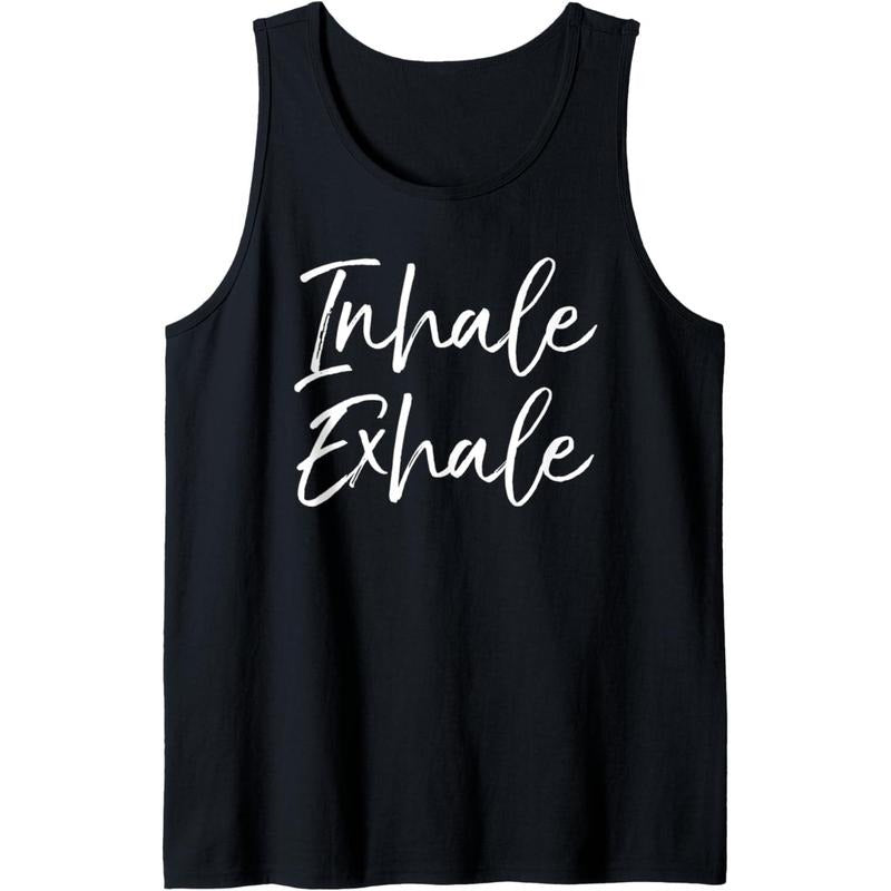 Yoga Quote Gift for Women Cute Yoga Saying Inhale Exhale Tank Top MADE IN USA T-Shirts, Hoodie, Sweatshirt | CiraTrend.com