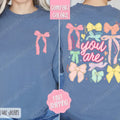 You Are Sweatshirt Comfort Colors, Coquette Bow Women's Crewneck, Religious Women's Sweater T-Shirts, Hoodie | CiraTrend.com