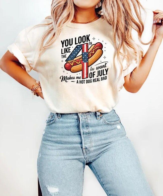 You Look Like The 4th Of July T-shirt, Funny 4th July Shirt, Hot Dog Lover Shirt Hoodie, Sweatshirt | CiraTrend.com
